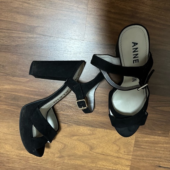Anne Klein Black Straps High Heels - Picture 1 of 5